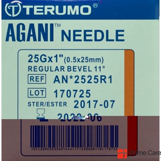 Terumo Agani disposable cannula 25G 0.5x25mm orange 100 pcs