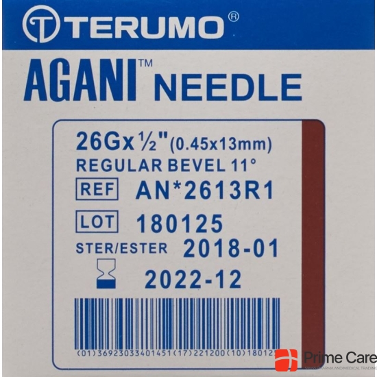 Terumo Agani disposable cannula 26G 0.45x13mm brown 100 pcs