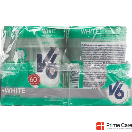 V6 White chewing gum Spearmint 6 Ds 60 pcs