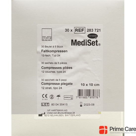 Mediset IVF Faltkompresse type 24 10x10cm 12 fold sterile 30 x 5 pcs