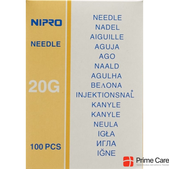 Nipro disposable needles 0.9x70mm 20Gx2 3/4 yellow 100 pcs