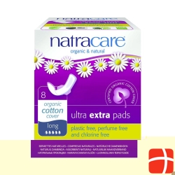 Natracare Sanitary Napkins Wing Ultra Extra Long 8 pieces