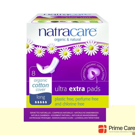 Natracare Sanitary Napkins Wing Ultra Extra Long 8 pieces