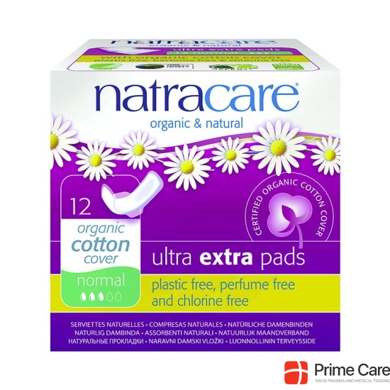 Natracare Sanitary Napkins Wing Ultra Extra Normal 12 pieces