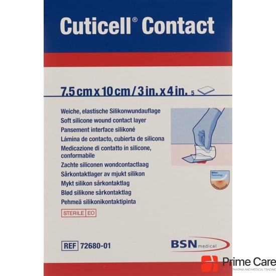 Contact Cuticell silicone dressing 7.5x10cm 5 pcs