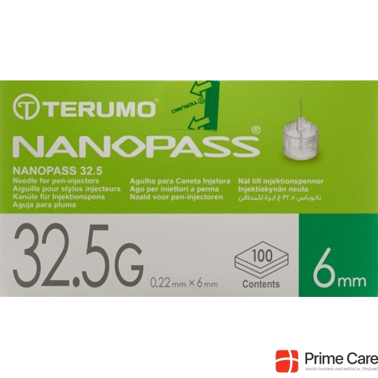 Terumo pen needle NANO PASS 32.5g 0.22x6mm cannula for injection pen 100 pcs