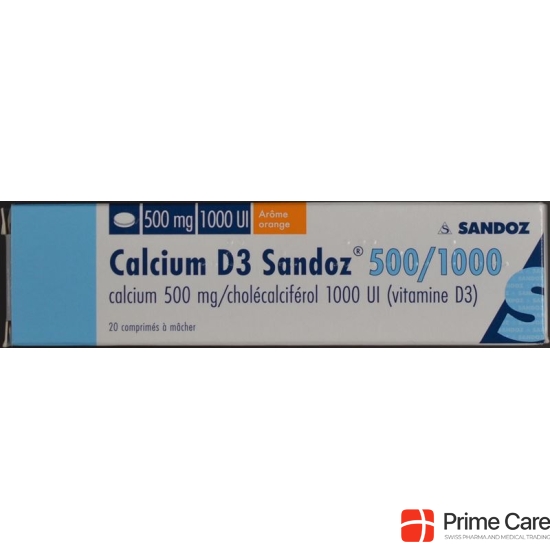 Calcium Sandoz D3 Kautabl 500/1000 20 pcs