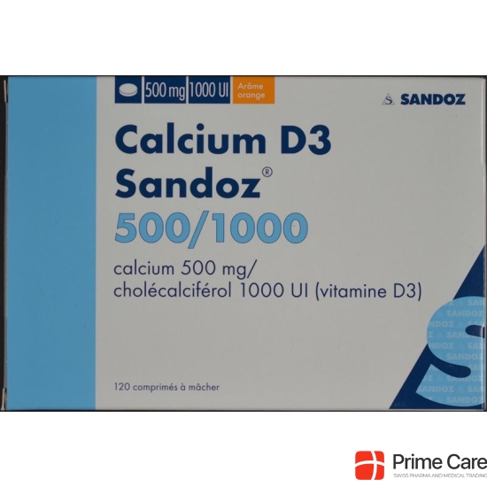 Calcium Sandoz D3 Kautabl 500/1000 120 pcs