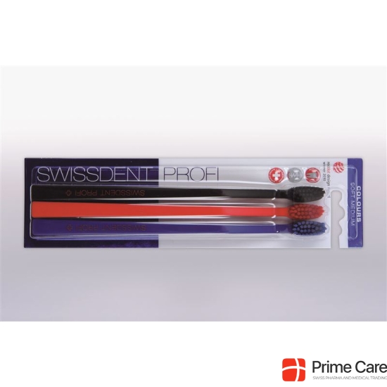 Swissdent Colors Toothbrush Trio black red blue soft-medium