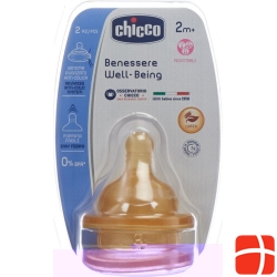 Chicco Physiological anti-colic bottle nipple rubber Tris-suction variable flow 2m + IT / DE / FR 2 Stk