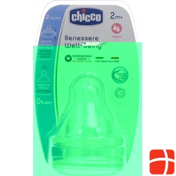 Chicco Physiological anti-colic bottle nipple silicone 2 hole. medium flow 2m + IT / DE / FR 2 pcs