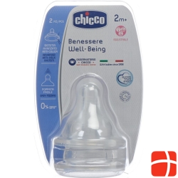 Chicco Physiological anti-colic bottle nipple silicone Tris-suction variable flow 2m + IT / DE / FR 2 Stk