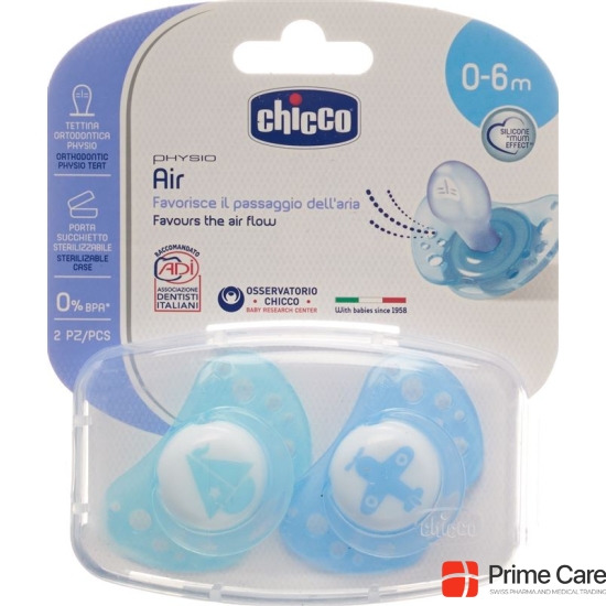 Chicco Physiological Silicone Soother mini BLUE 0-6m CASE IT / DE / FR 2 pcs