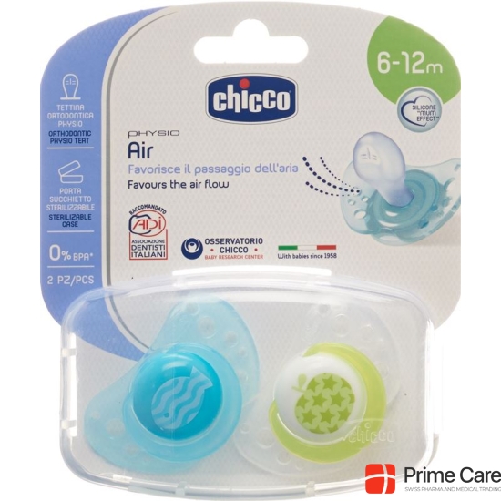 Chicco Physiological Soother silicone medium BLUE 6-16m CASE IT / DE / FR 2 pcs