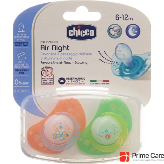 Chicco Physiological Silicone Soother GLOWING medium 6-16m CASE IT / DE / FR 2 pcs