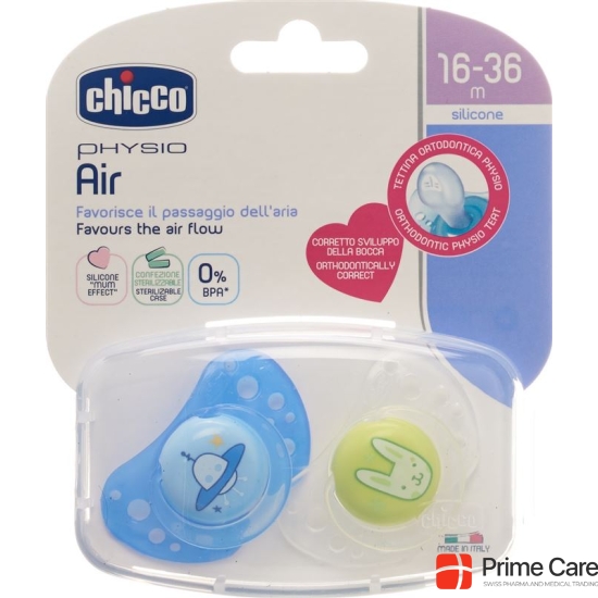 Chicco Physiological Soother silicone maxi BLUE 16-36m CASE IT / DE / FR 2 pcs