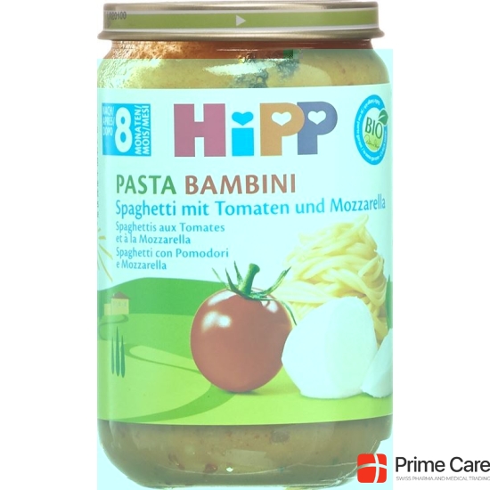 Hipp Pasta Bambini spaghetti with tomato and mozzarella eight months 220 g