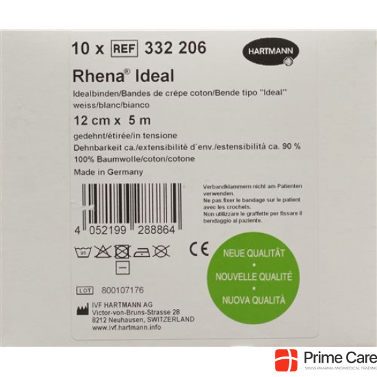 Rhena Ideal Elastische Binde 12cmx5m Weiss 10 Stück buy online