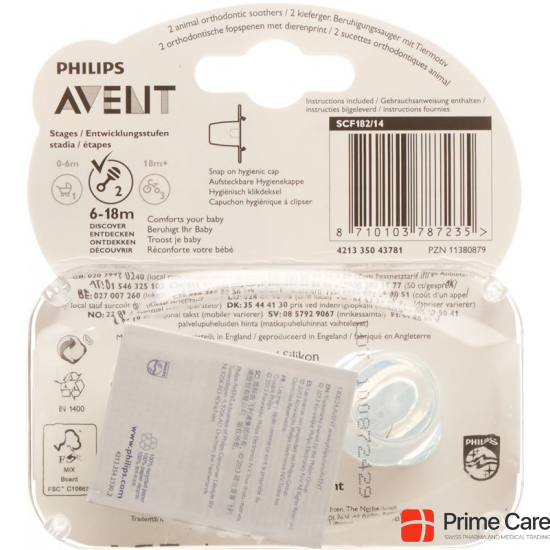 Avent Philips Beruhigungssauger Tiermotiv 6-18 Monate Boy 2 Stück buy online