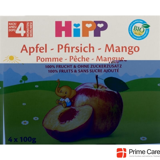 Hipp Fruchtpause Apfel Pfirsich Mango 4x 100g buy online