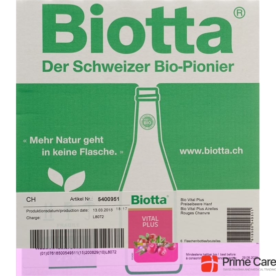 Biotta Vital Plus Cranberry & hemp 6 x 5 dl