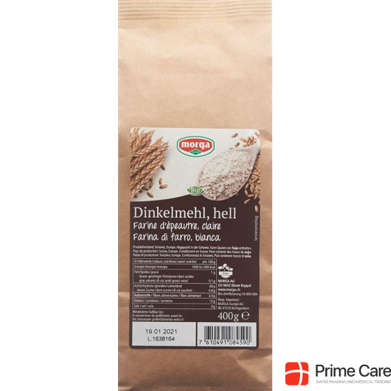 Morga Dinkelmehl Hell Bio Beutel 400g buy online