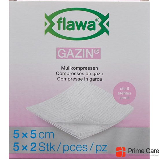 Flawa Gazin Mullkompressen Steril 5x5cm 5x 2 Stück buy online