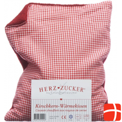 Herzzucker Kirschkernkissen 26x21cm Karo/wollw Rot