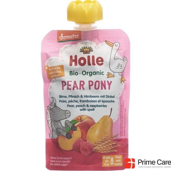 Holle Pear Pony - Pouchy pear peach & raspberry with Spelled 100 g