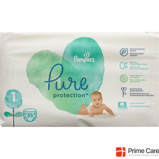 Pampers Pure Prot Grösse 1 2-5kg Newborn Tragep 35 Stück buy online
