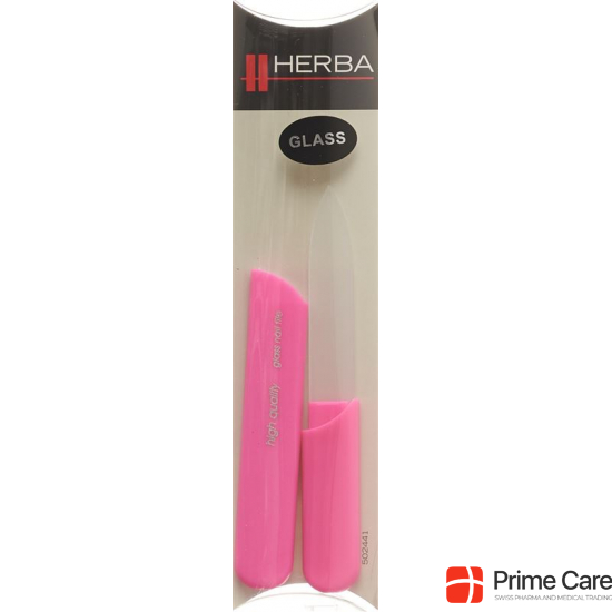 Herba glass nail file with protective cap 13cm pink buy online