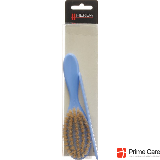 Herba baby brush with comb wild boar bristles blue buy online