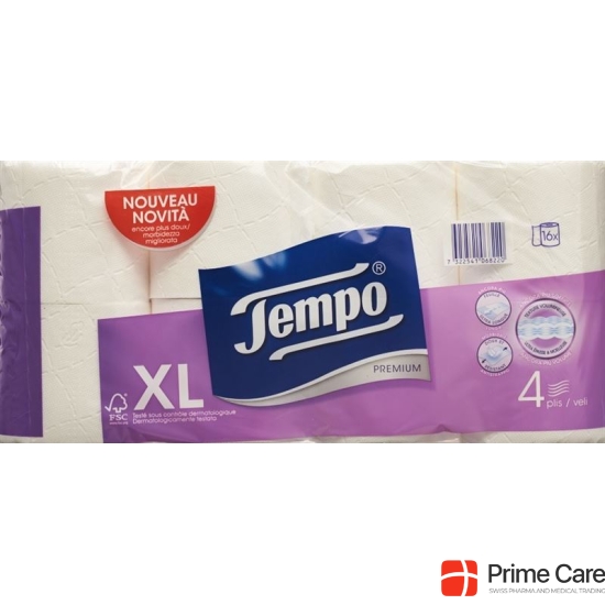 Tempo toilet paper Premium white 4lagig 110 sheets of 16 pieces