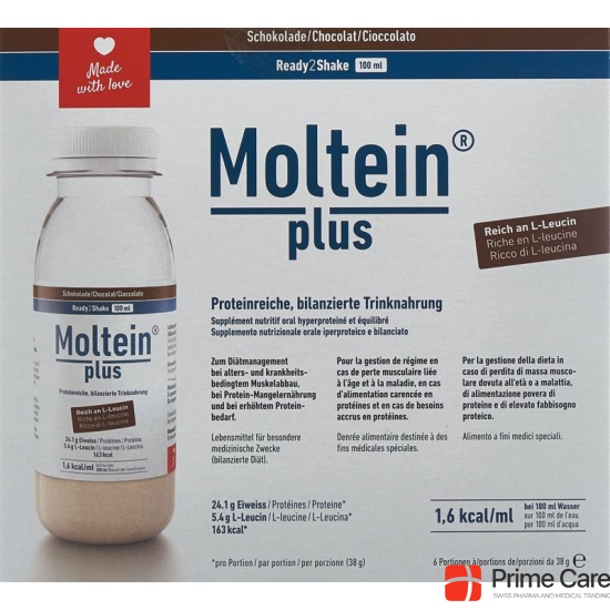 Moltein Plus Ready2Shake Chocolate 6 bottle 38g buy online