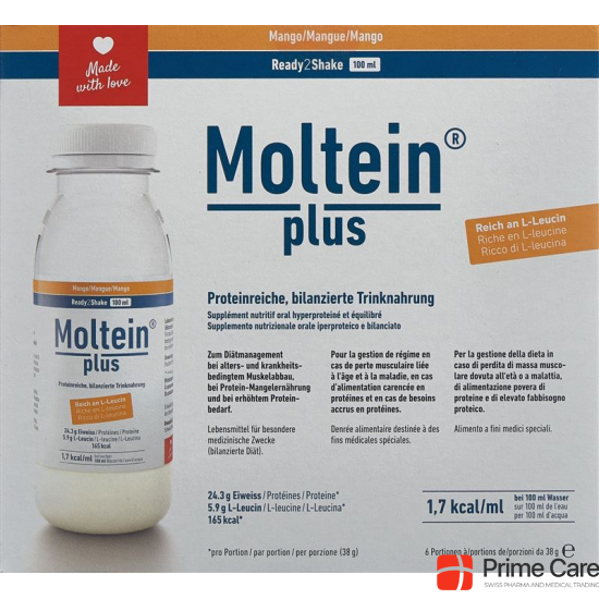 Moltein Plus Ready2Shake Mango 6 bottle 38g buy online