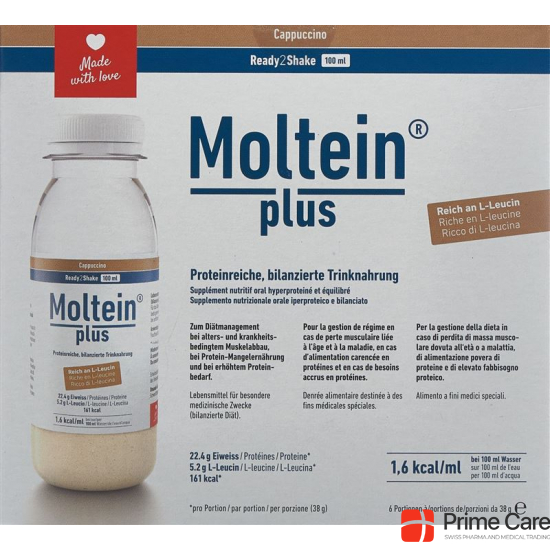 Moltein Plus Ready2Shake Cappuccino 6 bottle 38g buy online