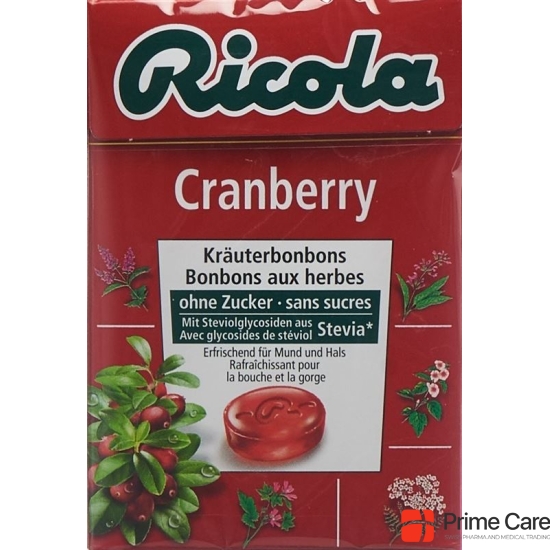 Ricola Cranberry herbal sweets without sugar with stevia Box 50 g