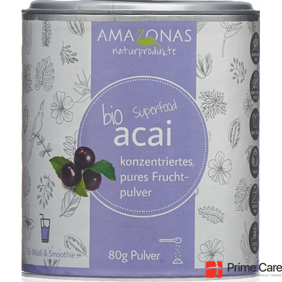 Acai Bio Fruchtpulver 100% Pur Dose 80g buy online