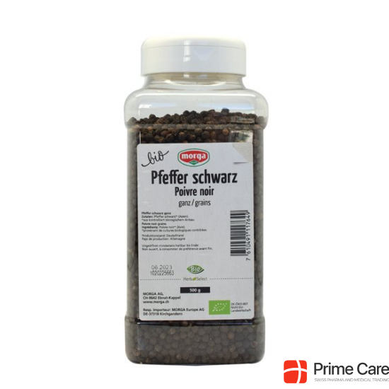 Morga Gewürz Pfeffer Schwarz Ganz Bio Dose 500g buy online