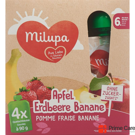 Milupa Pouch Apfel Erdbeere Banane ab dem 4. Monat 4x 90g buy online