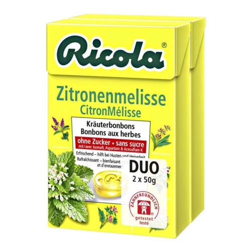 Ricola lemon balm herbal sweets without sugar Box 2 x 50 g