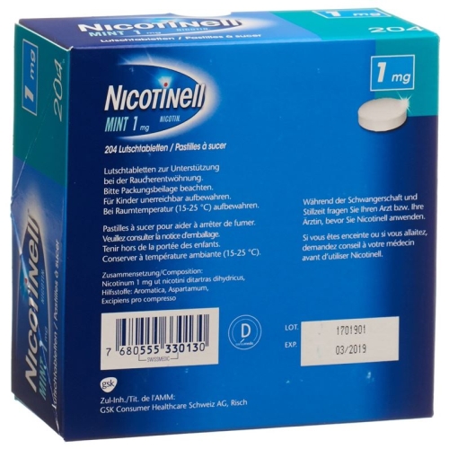 Nicotinell Lutschtabletten 1mg Mint 204 Stück buy online