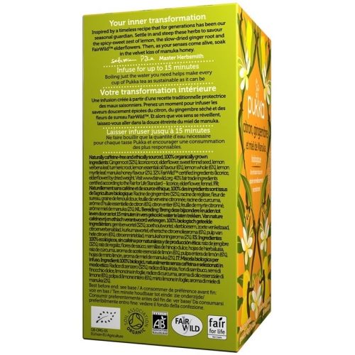 Pukka Citron Gingembre et Miel de Manuka Thé bio Btl 20 pcs buy online