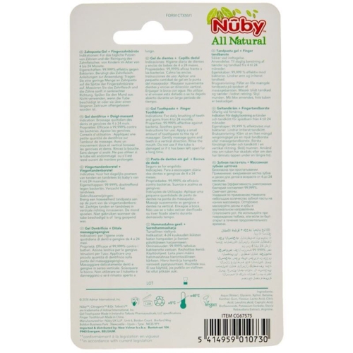 Nuby All Naturals finger toothbrush and toothpaste 20g