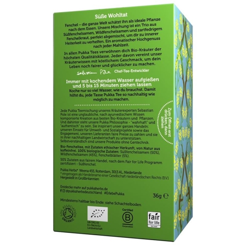 Pukka Drei Fenchel Tee Bio Beutel 20 Stück buy online