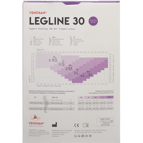 Venosan Legline 30 A-t XS Black 1 pair buy online