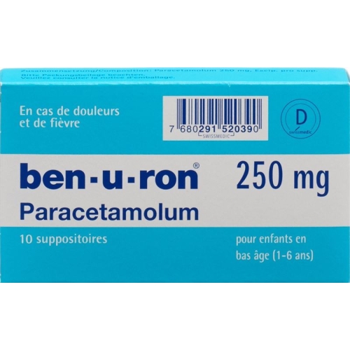 Ben-u-ron Supp 250 mg Child 10 pcs