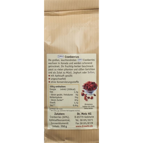 Dr. H. Metz Getrocknete Cranberries 250g buy online