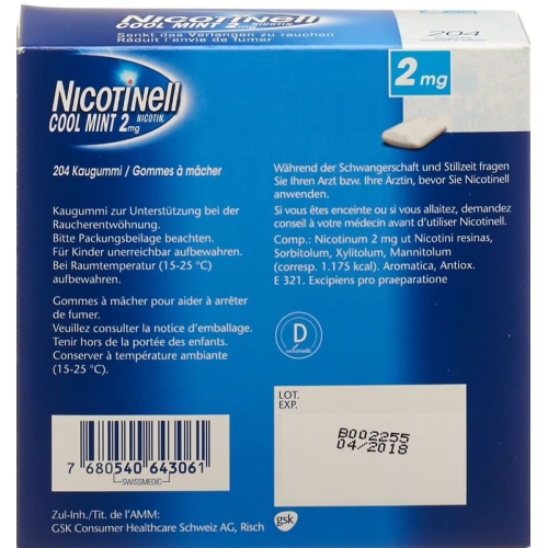 Nicotinell Cool Mint 2mg 204 Kaugummi buy online