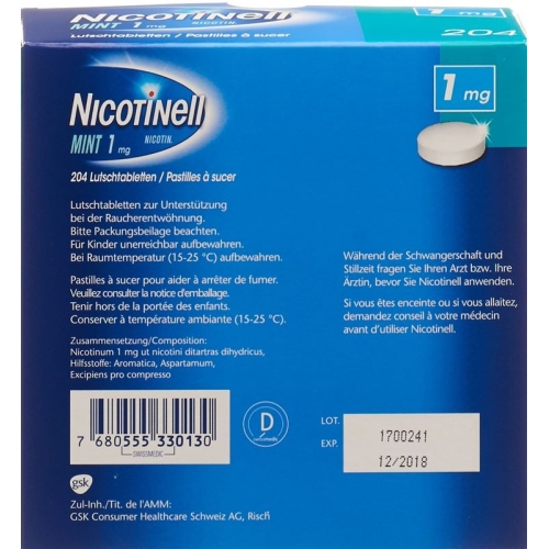 Nicotinell Lutschtabletten 1mg Mint 204 Stück buy online